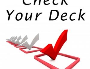 Graphic showing checked boxes and "Check Your Deck" lettering