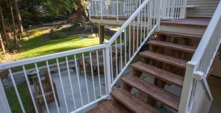 2 deck levels and stair with waterproof vinyl decking