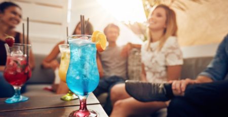 Colorful drinks and people enjoying their deck