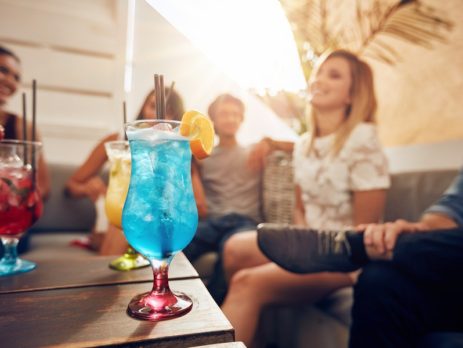 Colorful drinks and people enjoying their deck