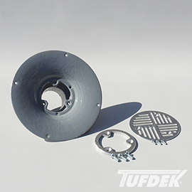 Tuff-Seal PVC Coated Vinyl Deck Drain with attachments