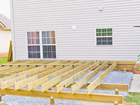 New deck under construction showing deck trusses
