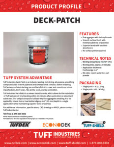 Deck Patch - product profile sheet