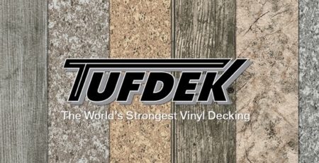Samples of Tufdek waterproof decking patterns and colors