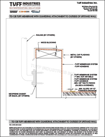 TD-12B-TUFF-MEMBRANE-WITH-GUARDRAIL-ATTACHMENT-TO-OUTSIDE-OF-UPSTAND-WALL