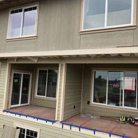 Two balconies being prepped for waterproof vinyl installation