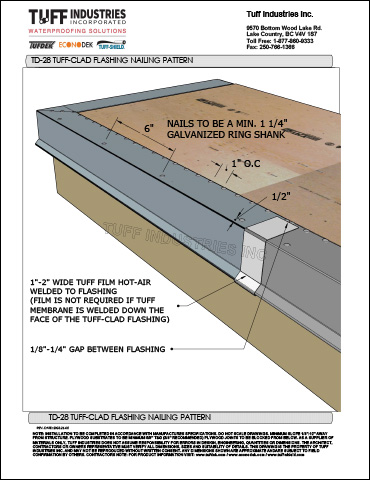 TD-28 TUFF-CLAD FLASHING NAILING PATTERN